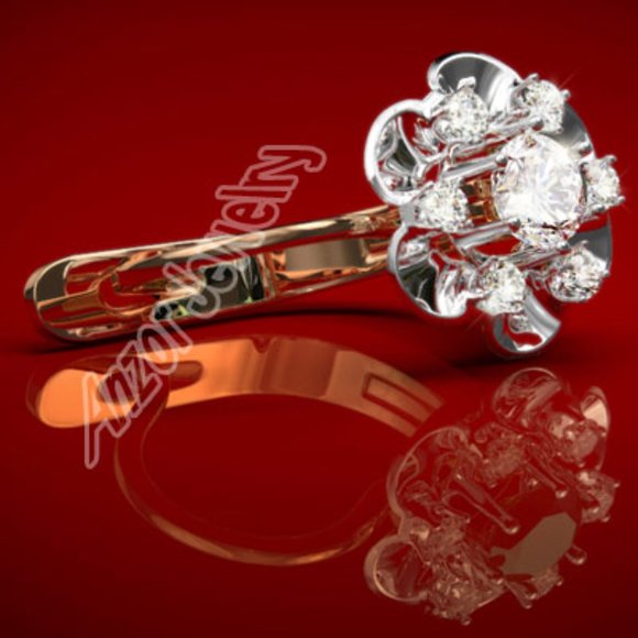 18k Solid Rose & White Gold Genuine Diamond Earrings